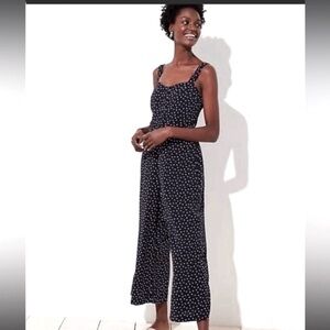 LOFT Navy Polka Dot Jumpsuit.  Size Large